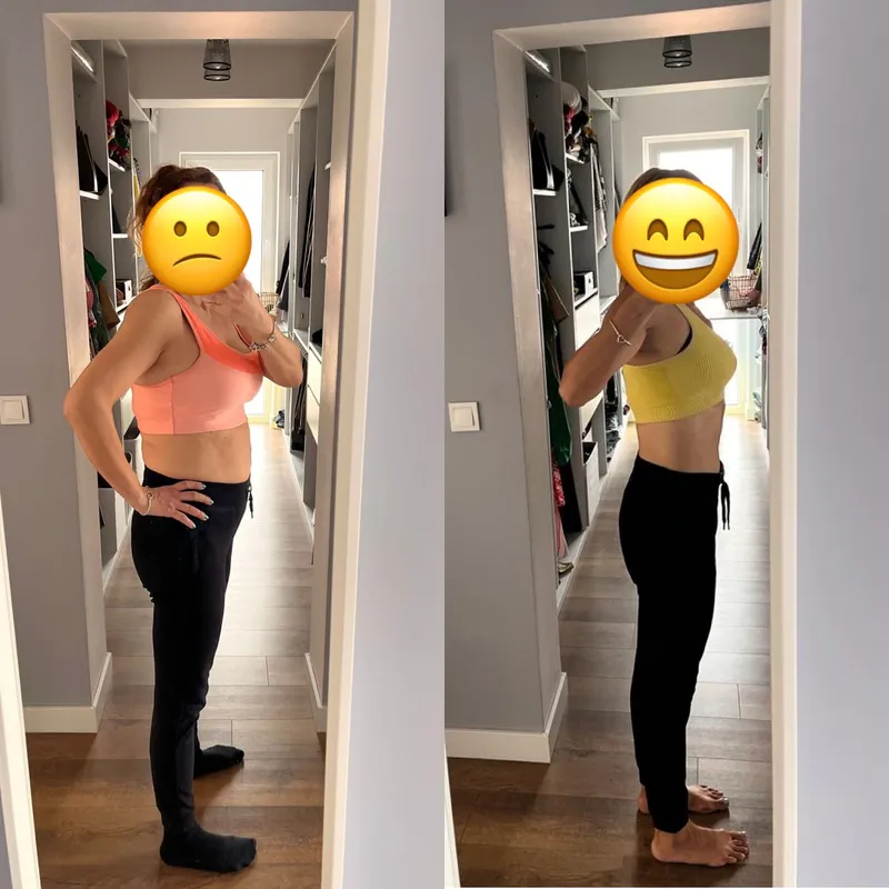 Fotografie înainte și după, clientă de coaching online
